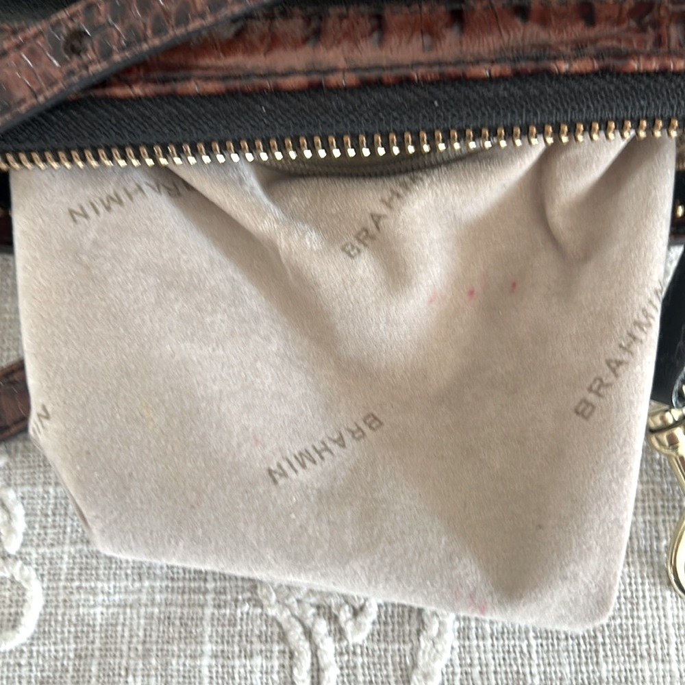 Brahmin Mimosa Tuscan Black/Croc Embossed Trim Crossbody Bag - Picture 15 of 16
